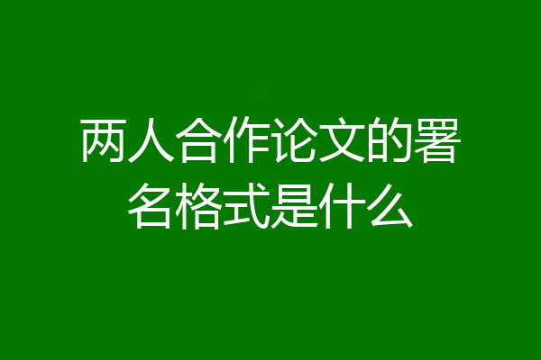 两人合作论文的署名格式是什么