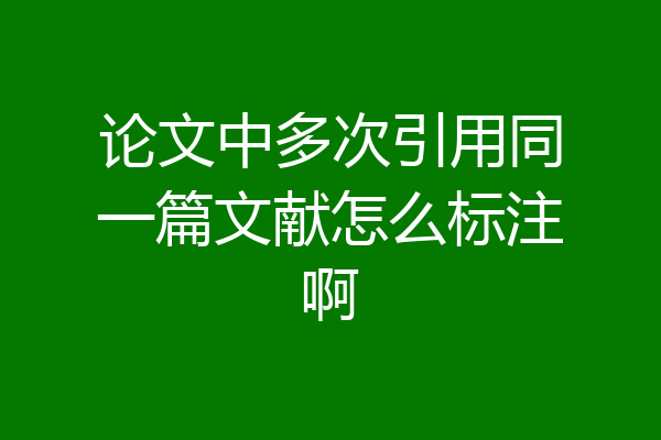 论文中多次引用同一篇文献怎么标注啊