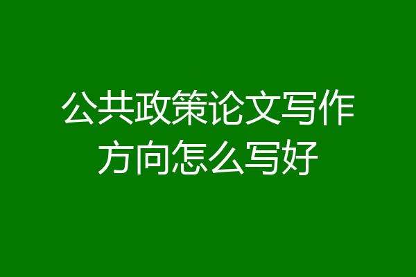 公共政策论文写作方向怎么写好