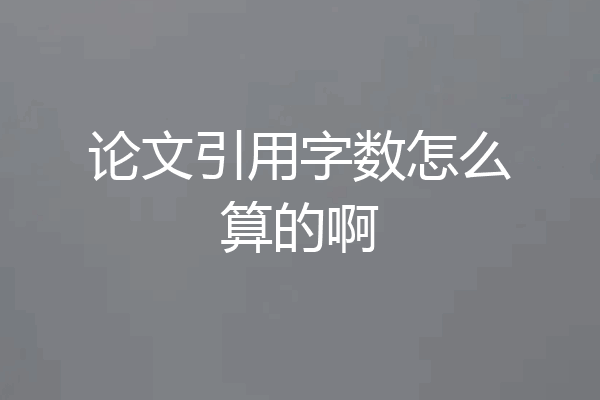 论文引用字数怎么算的啊