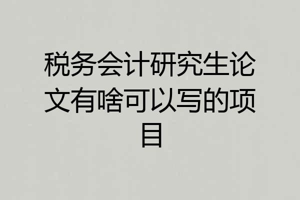 税务会计研究生论文有啥可以写的项目