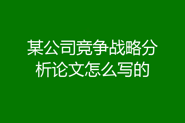 某公司竞争战略分析论文怎么写的