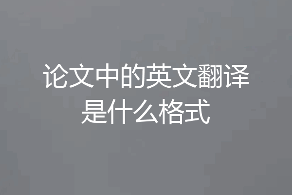 论文中的英文翻译是什么格式