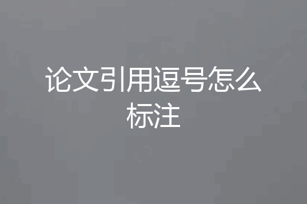 论文引用逗号怎么标注