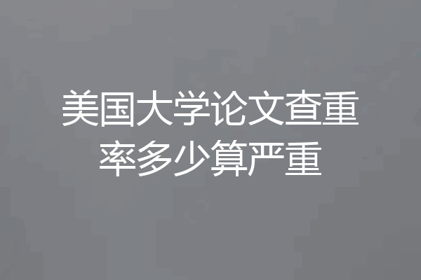 美国大学论文查重率多少算严重