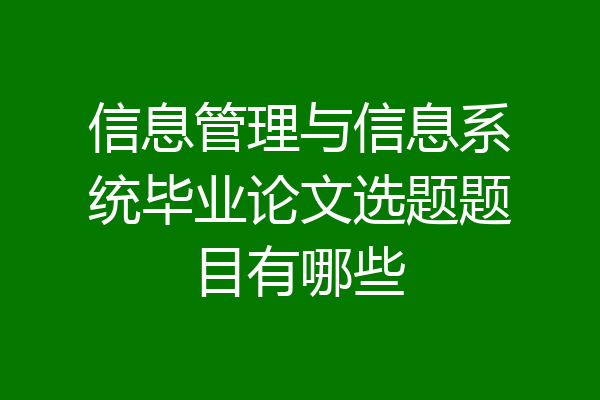 信息管理与信息系统毕业论文选题题目有哪些