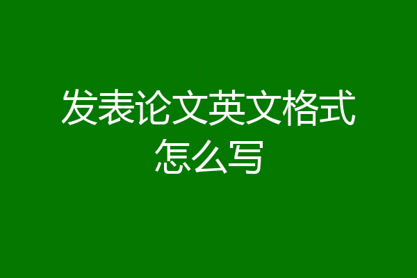 发表论文英文格式怎么写