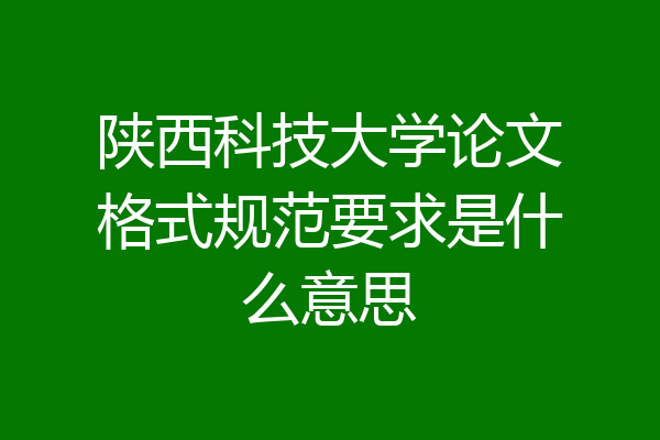 陕西科技大学论文格式规范要求是什么意思