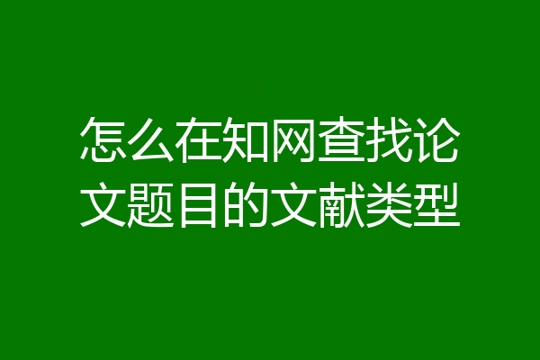 怎么在知网查找论文题目的文献类型