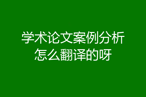 学术论文案例分析怎么翻译的呀