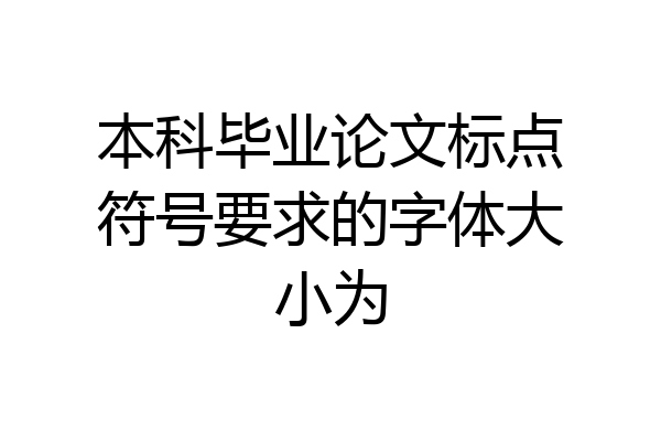 本科毕业论文标点符号要求的字体大小为