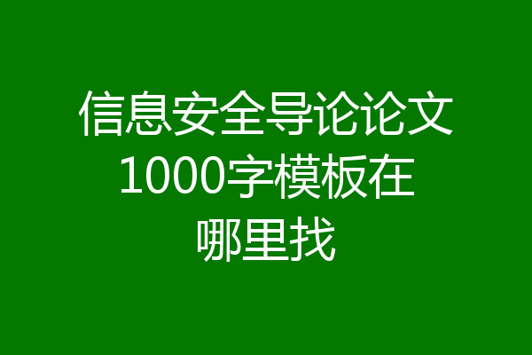 信息安全导论论文1000字模板在哪里找