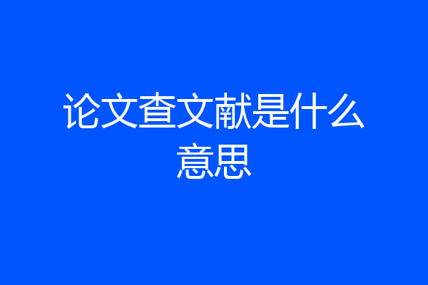论文查文献是什么意思