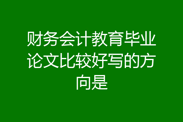 财务会计教育毕业论文比较好写的方向是