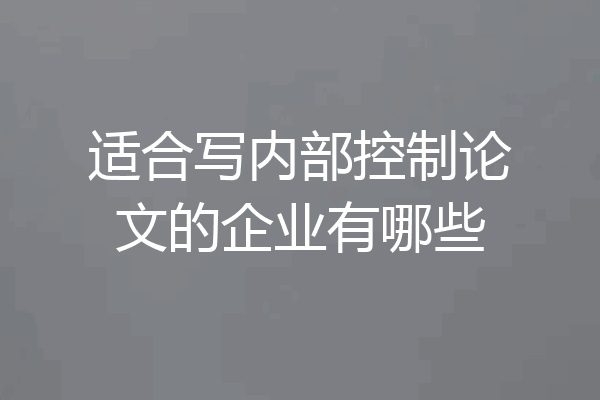 适合写内部控制论文的企业有哪些