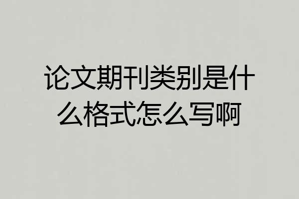 论文期刊类别是什么格式怎么写啊