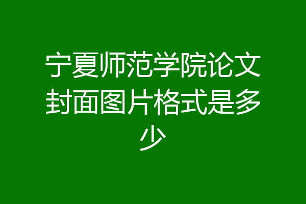 宁夏师范学院论文封面图片格式是多少