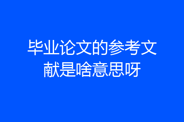 毕业论文的参考文献是啥意思呀