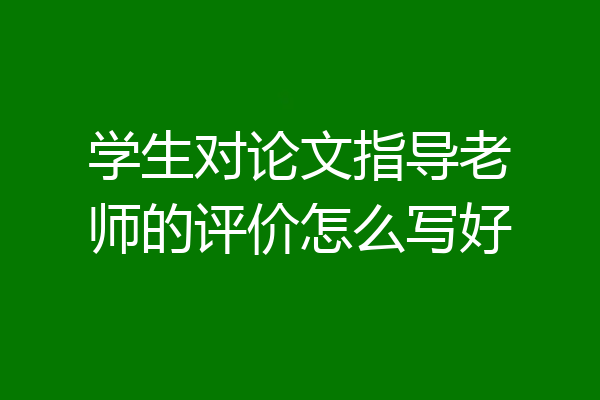 学生对论文指导老师的评价怎么写好
