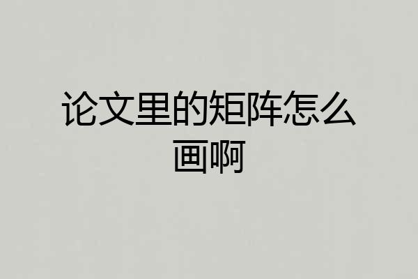 论文里的矩阵怎么画啊