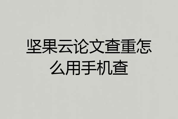 坚果云论文查重怎么用手机查