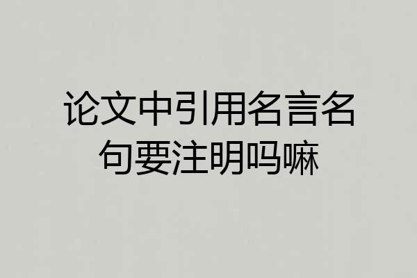 论文中引用名言名句要注明吗嘛