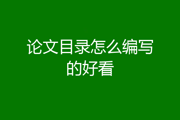 论文目录怎么编写的好看