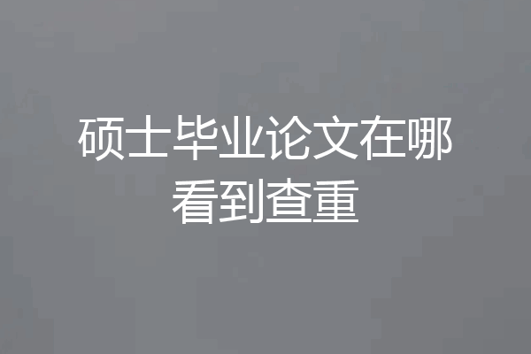 硕士毕业论文在哪看到查重