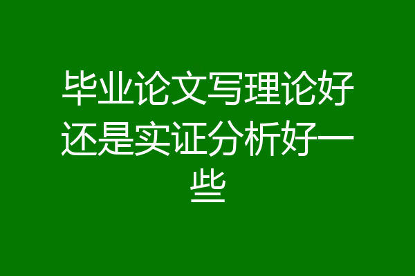 毕业论文写理论好还是实证分析好一些