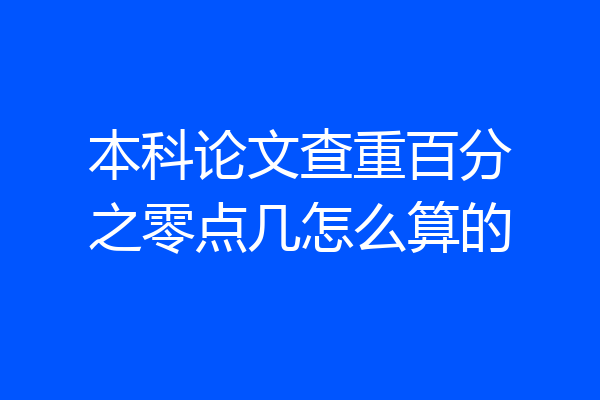 本科论文查重百分之零点几怎么算的
