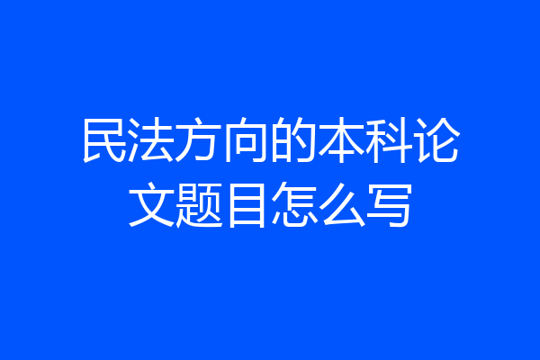 民法方向的本科论文题目怎么写