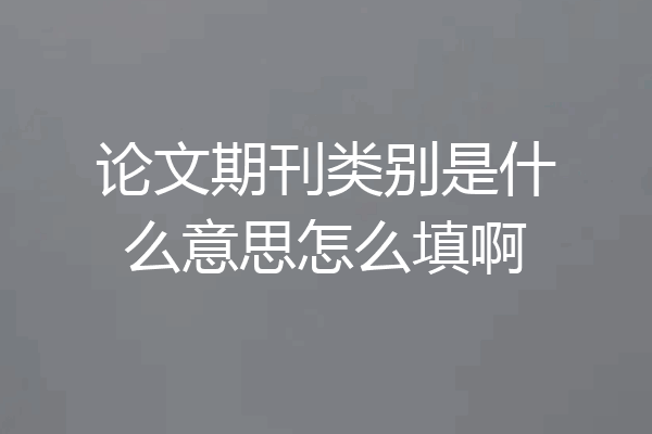论文期刊类别是什么意思怎么填啊