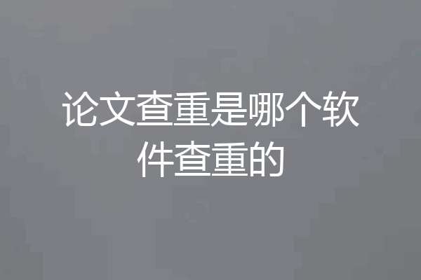 论文查重是哪个软件查重的
