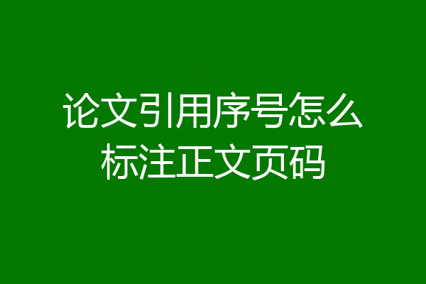 论文引用序号怎么标注正文页码