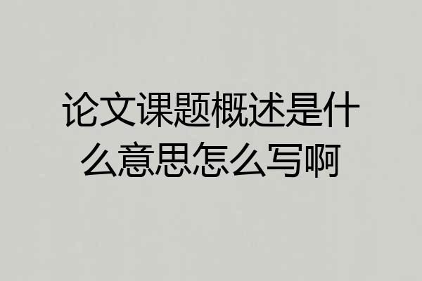 论文课题概述是什么意思怎么写啊