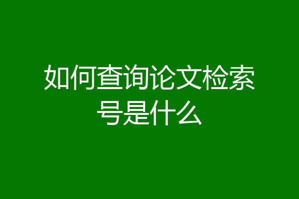 如何查询论文检索号是什么