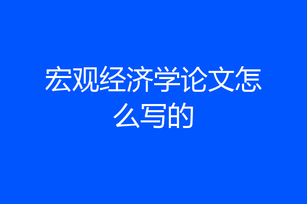宏观经济学论文怎么写的