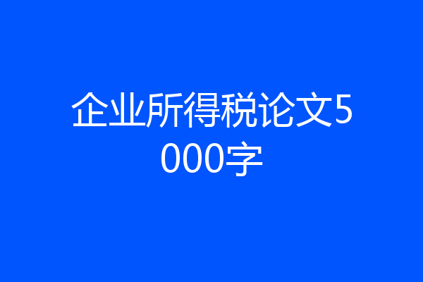 企业所得税论文5000字