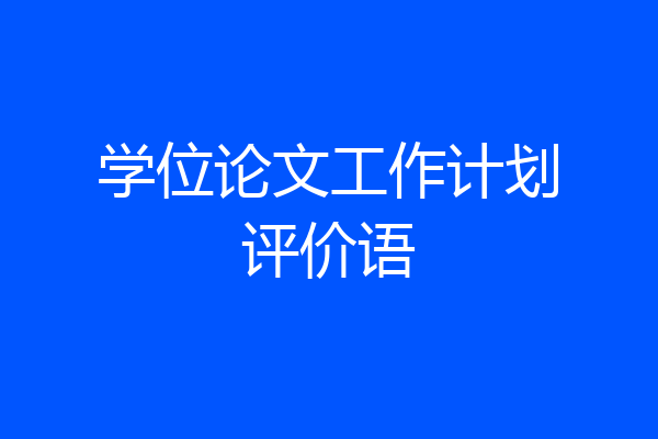 学位论文工作计划评价语