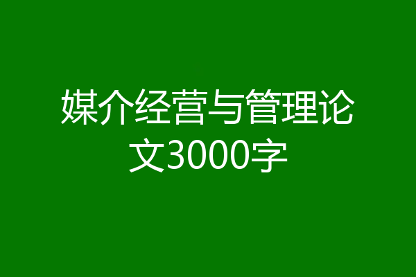 媒介经营与管理论文3000字