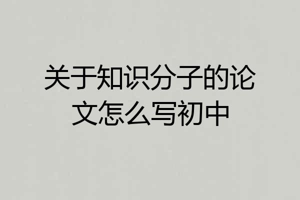 关于知识分子的论文怎么写初中