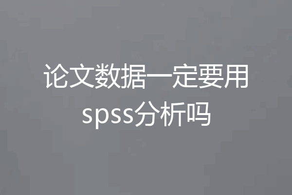 论文数据一定要用spss分析吗