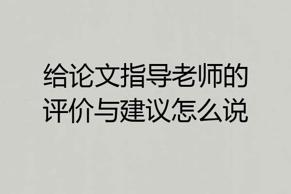 给论文指导老师的评价与建议怎么说