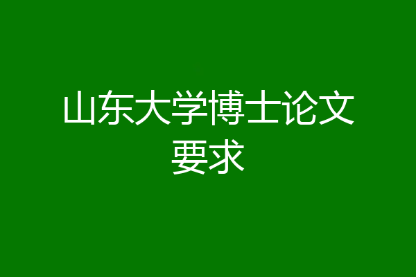 山东大学博士论文要求