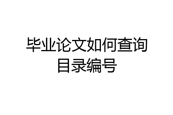 毕业论文如何查询目录编号