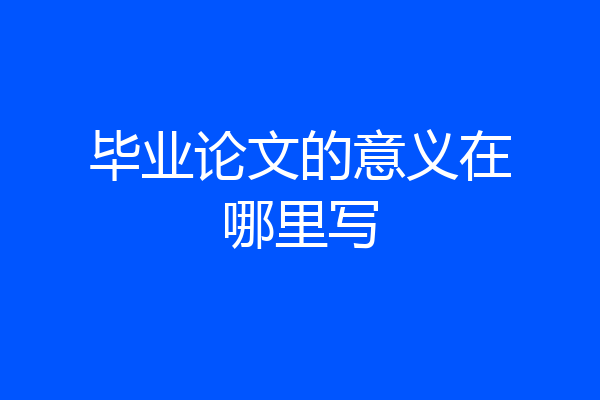 毕业论文的意义在哪里写