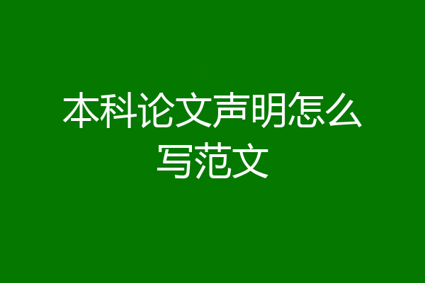 本科论文声明怎么写范文