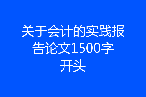 关于会计的实践报告论文1500字开头