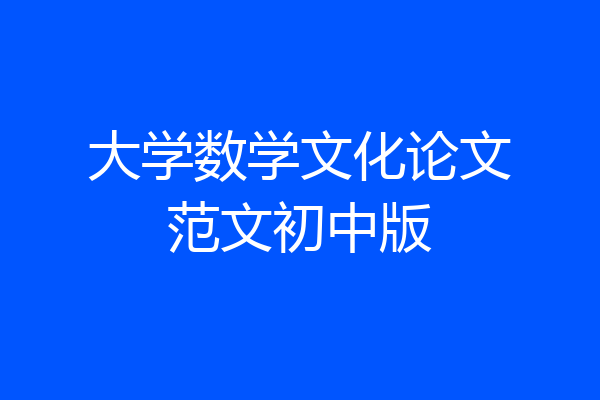 大学数学文化论文范文初中版