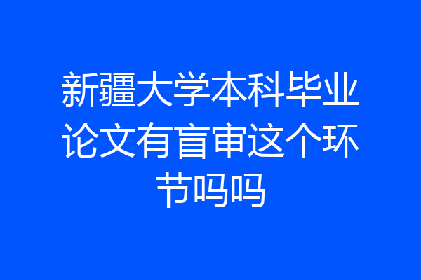 新疆大学本科毕业论文有盲审这个环节吗吗